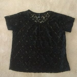 EUC H&M Sheer Floral Lace Short Sleeve Tee